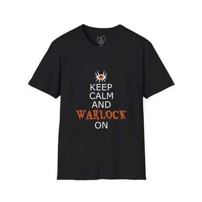 Keep Calm and Warlock On T-Shirt, Halloween Shirt, Gift for Witches, Unisex Tee, Spooky Style, Casual Everyday Wear