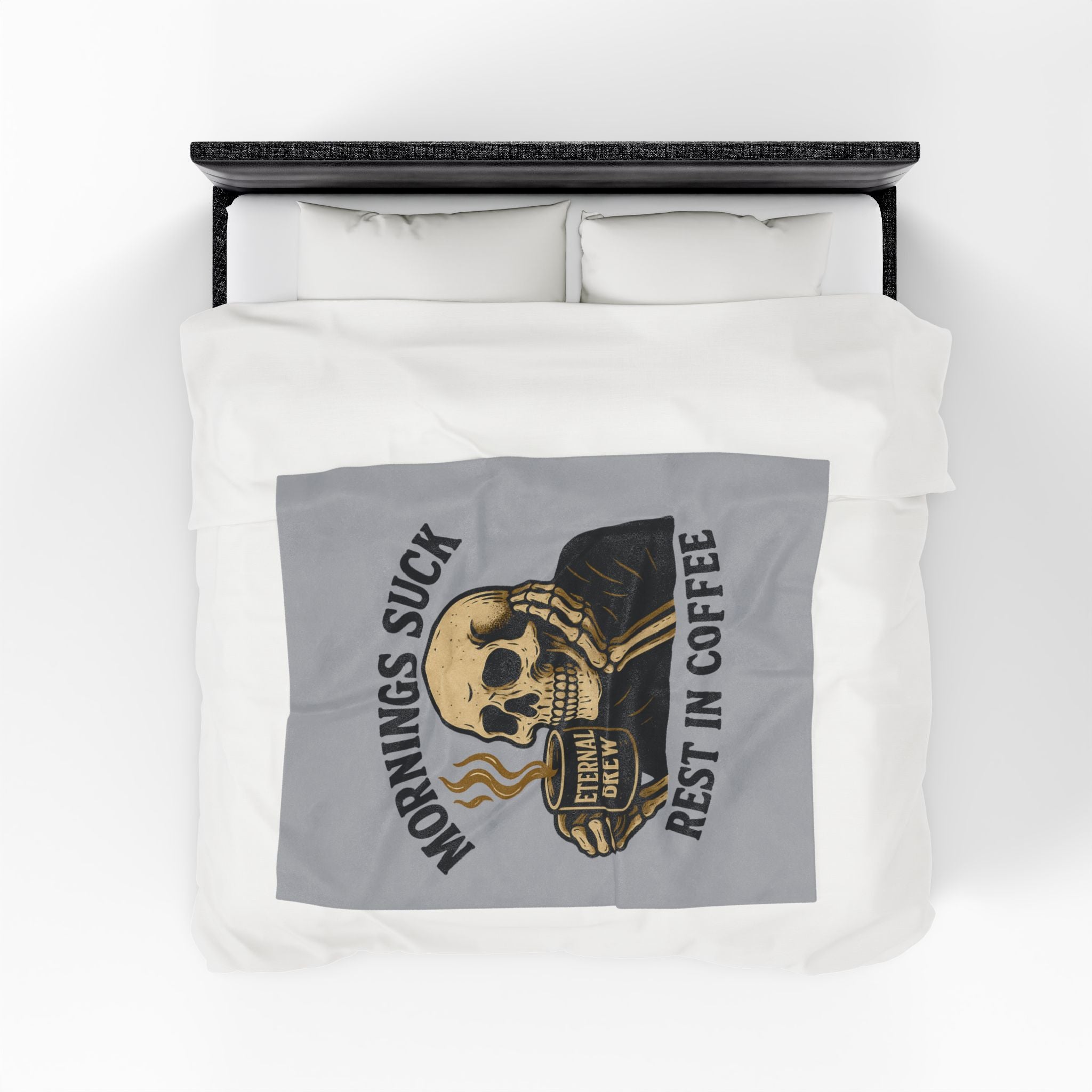 Velveteen Plush Blanket, Cozy Gift for Coffee Lovers, Home Decor, Funny Throw Blanket, Ideal for Mornings