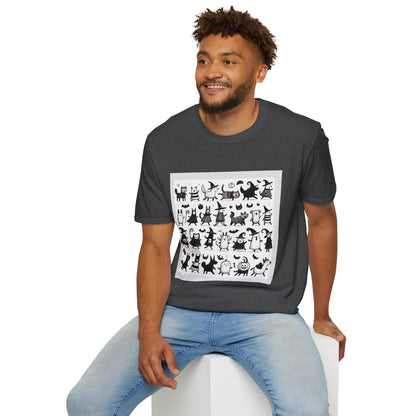 Cute Cartoon Characters Unisex T-Shirt, Graphic Tee, Fun Gift for Kids, Comfortable Apparel, Halloween, Birthday Shirt
