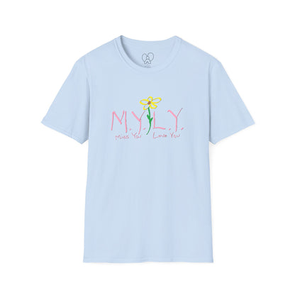 Unisex Softstyle T-Shirt with 'Miss You, Love You' Floral Design - Perfect for Gifts, Casual Wear, Friendship, Love