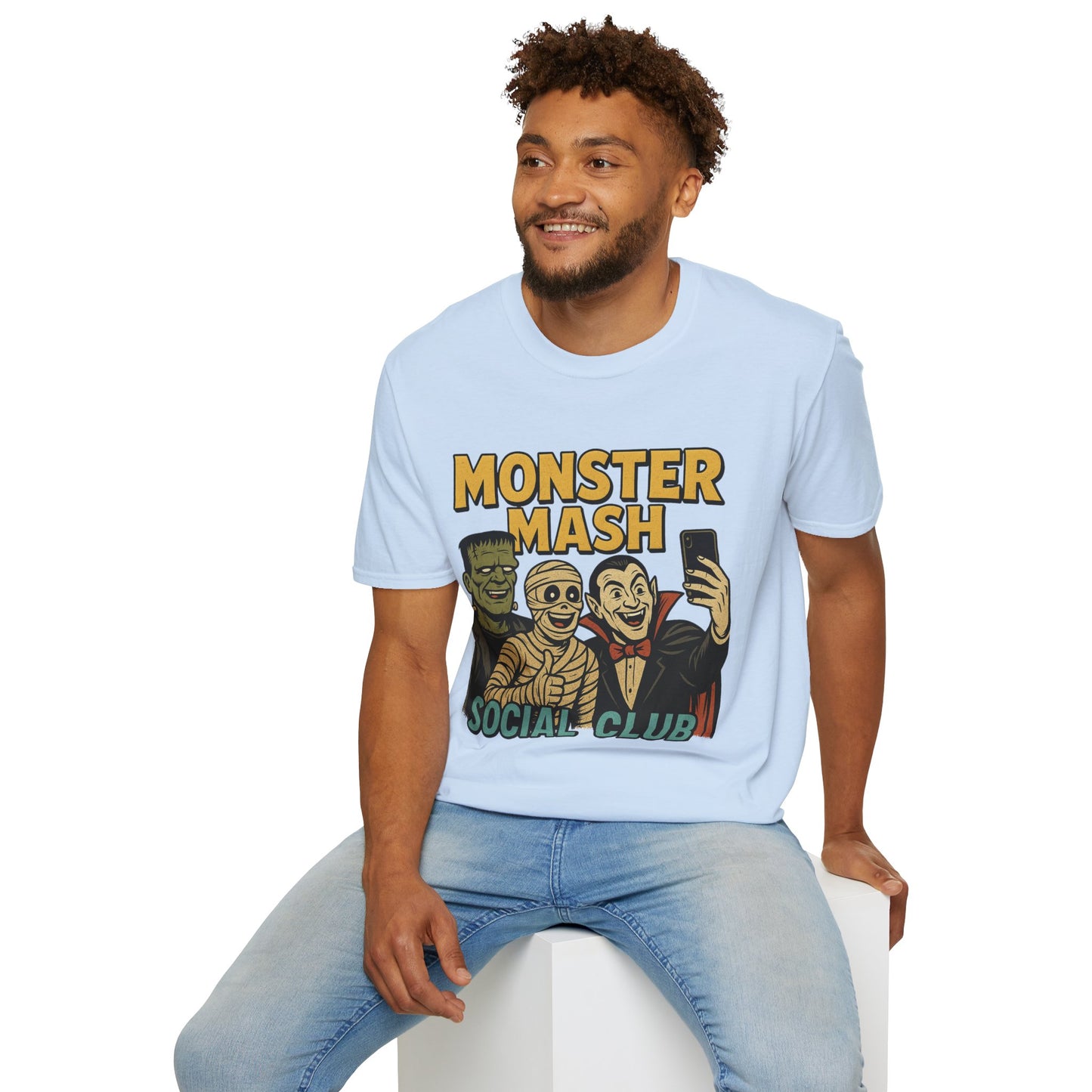 Halloween Monster Mash Social Club T-Shirt, Unisex Softstyle Tee, Spooky Party Shirt, Halloween Costume Tee, Fun Graphic Tee