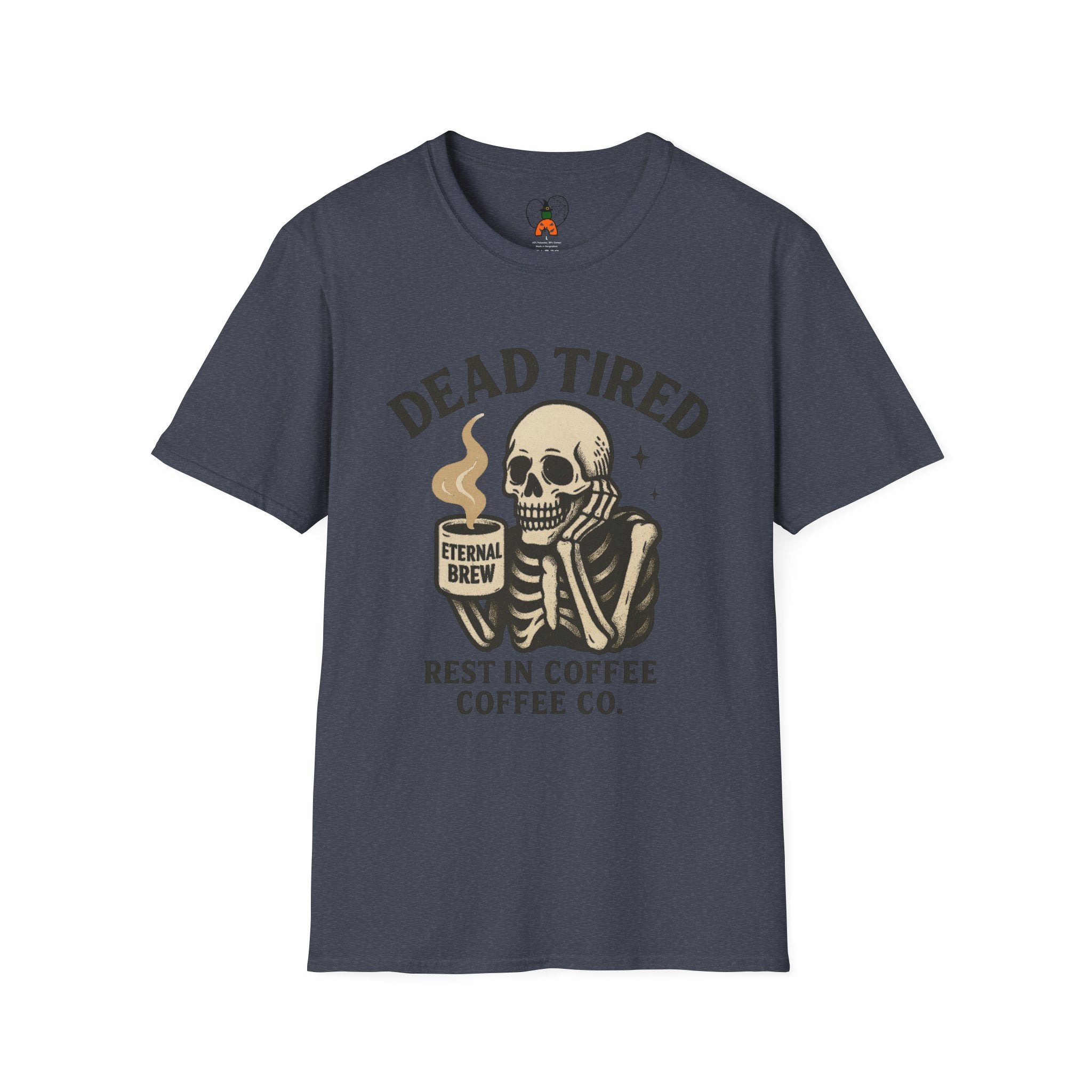 Dead Tired Skeleton Coffee T-Shirt, Unisex Graphic Tee, Cute Coffee Lover Gift, Halloween Apparel, Coffeelover Shirt