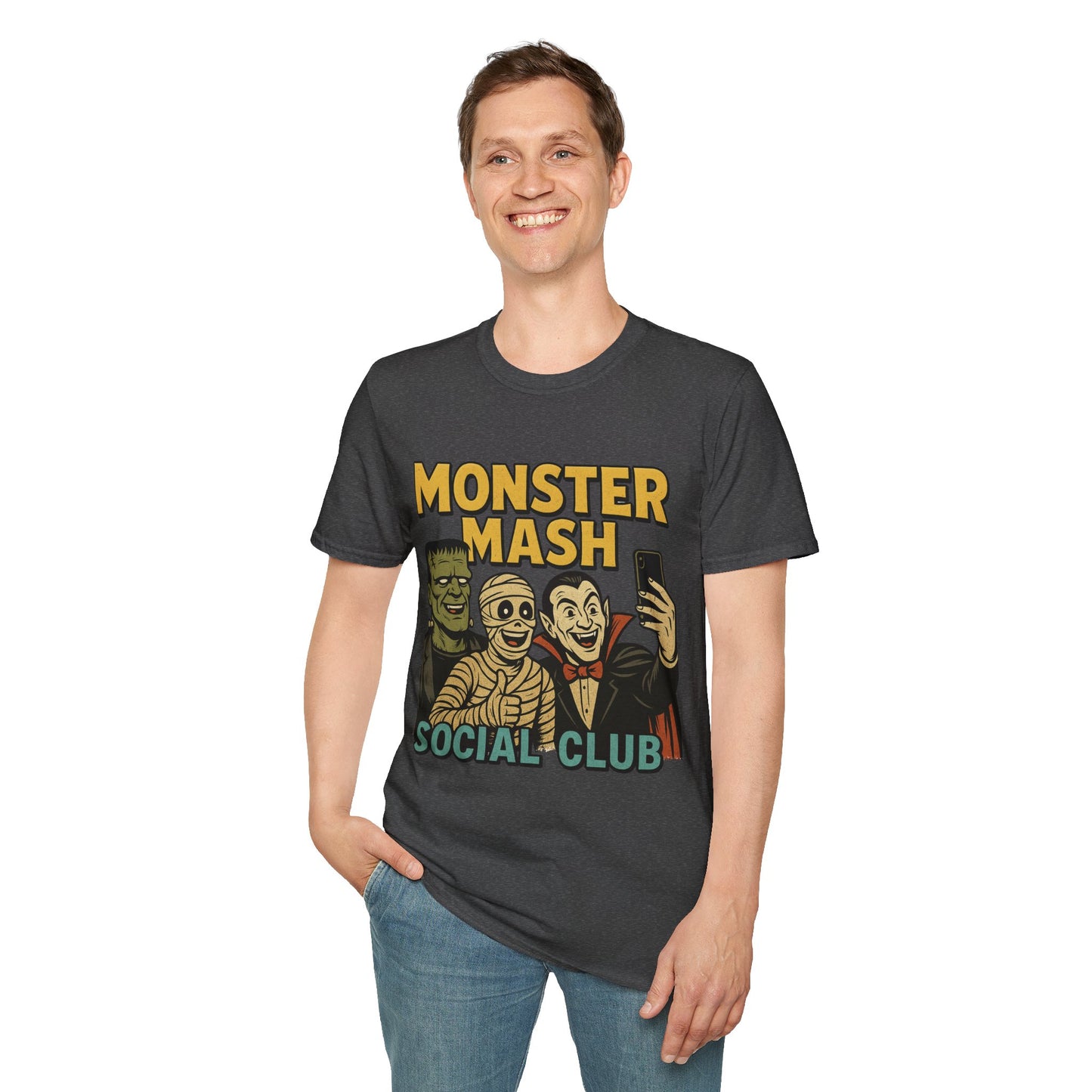 Halloween Monster Mash Social Club T-Shirt, Unisex Softstyle Tee, Spooky Party Shirt, Halloween Costume Tee, Fun Graphic Tee