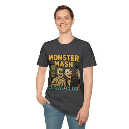 Halloween Monster Mash Social Club T-Shirt, Unisex Softstyle Tee, Spooky Party Shirt, Halloween Costume Tee, Fun Graphic Tee