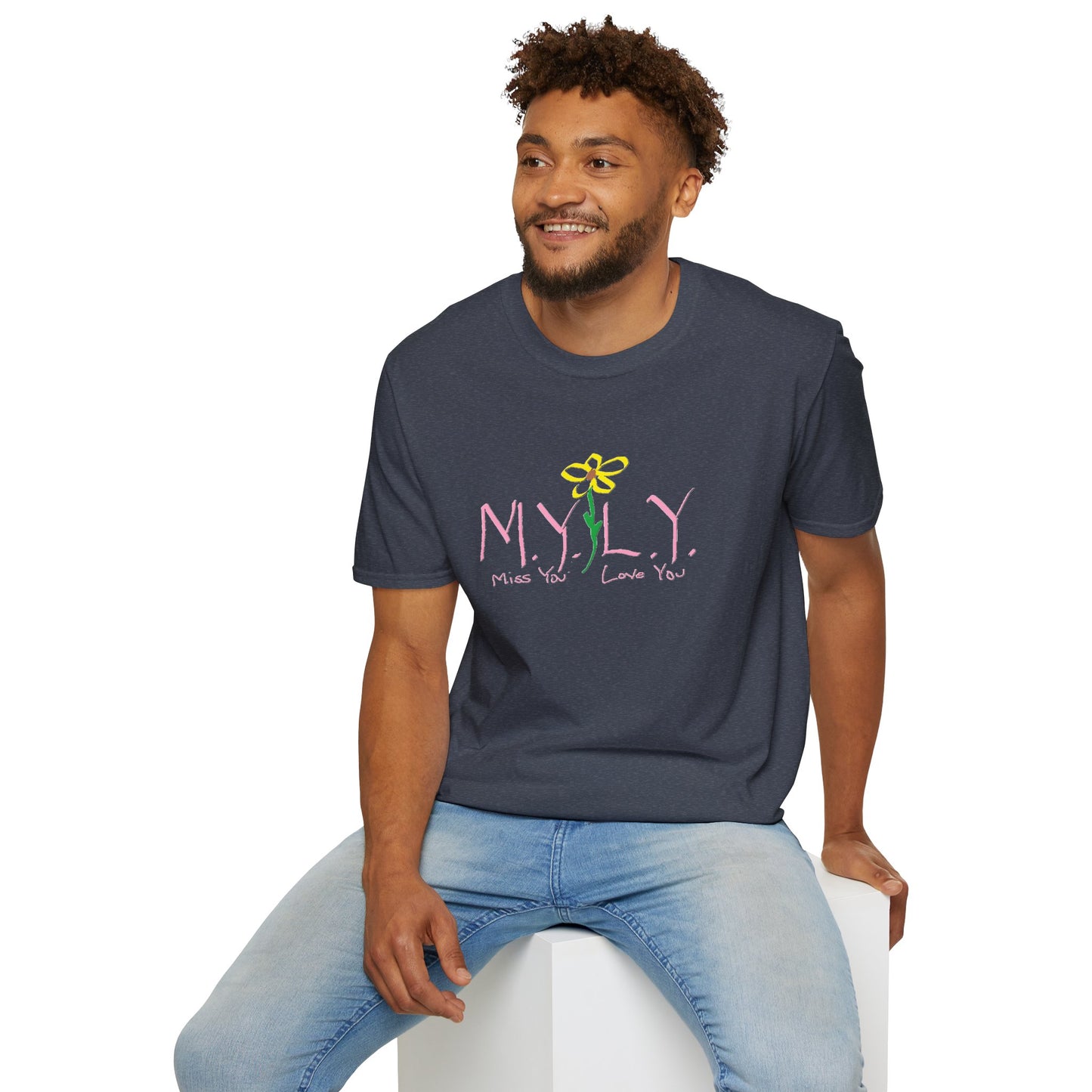 Unisex Softstyle T-Shirt with 'Miss You, Love You' Floral Design - Perfect for Gifts, Casual Wear, Friendship, Love