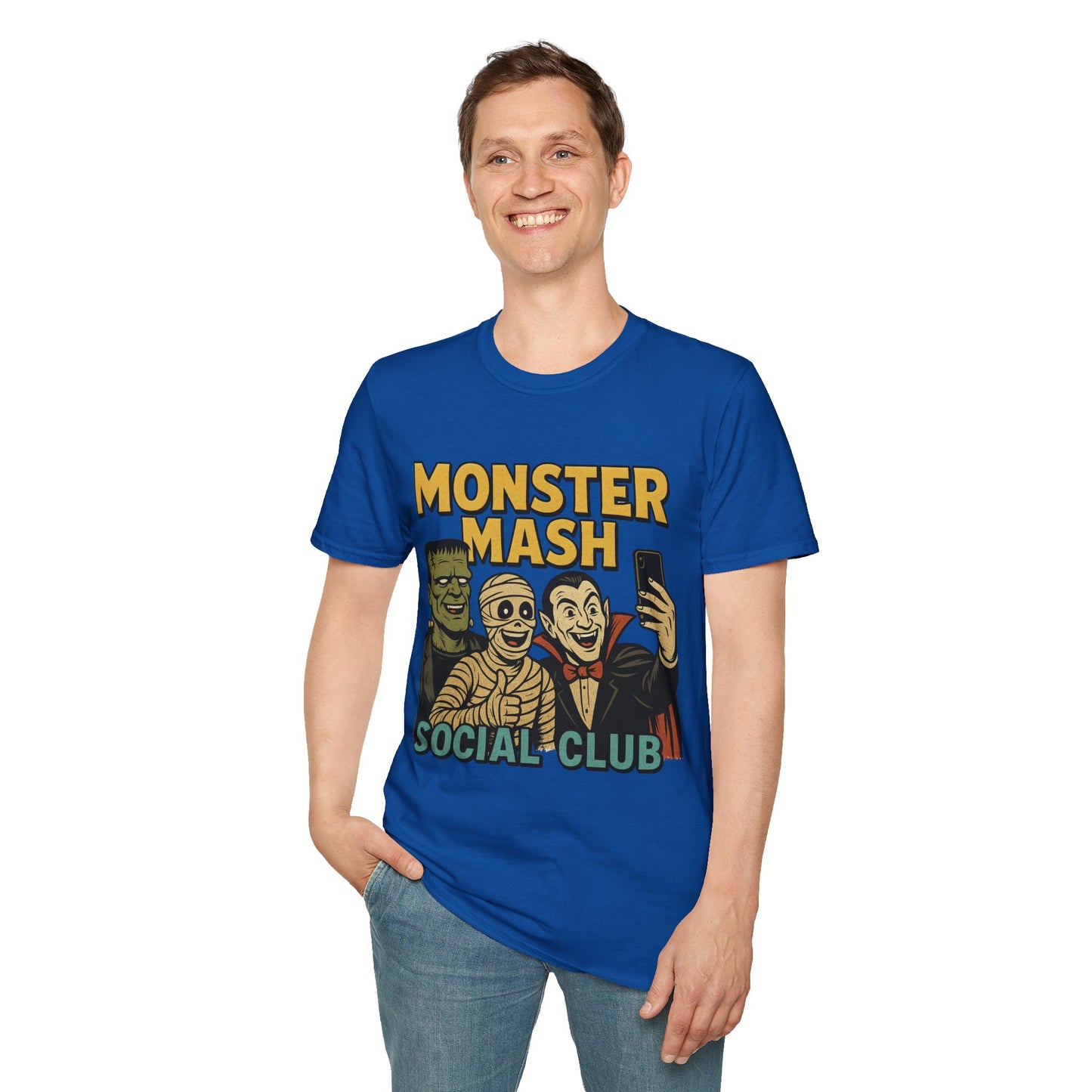 Halloween Monster Mash Social Club T-Shirt, Unisex Softstyle Tee, Spooky Party Shirt, Halloween Costume Tee, Fun Graphic Tee