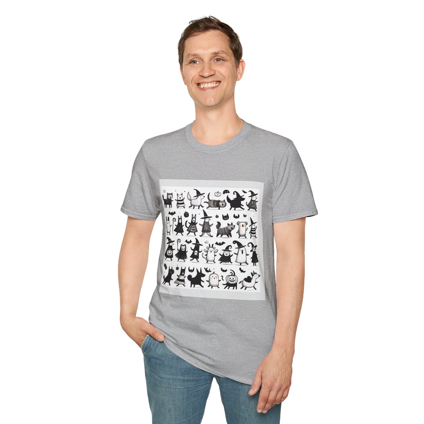 Cute Cartoon Characters Unisex T-Shirt, Graphic Tee, Fun Gift for Kids, Comfortable Apparel, Halloween, Birthday Shirt