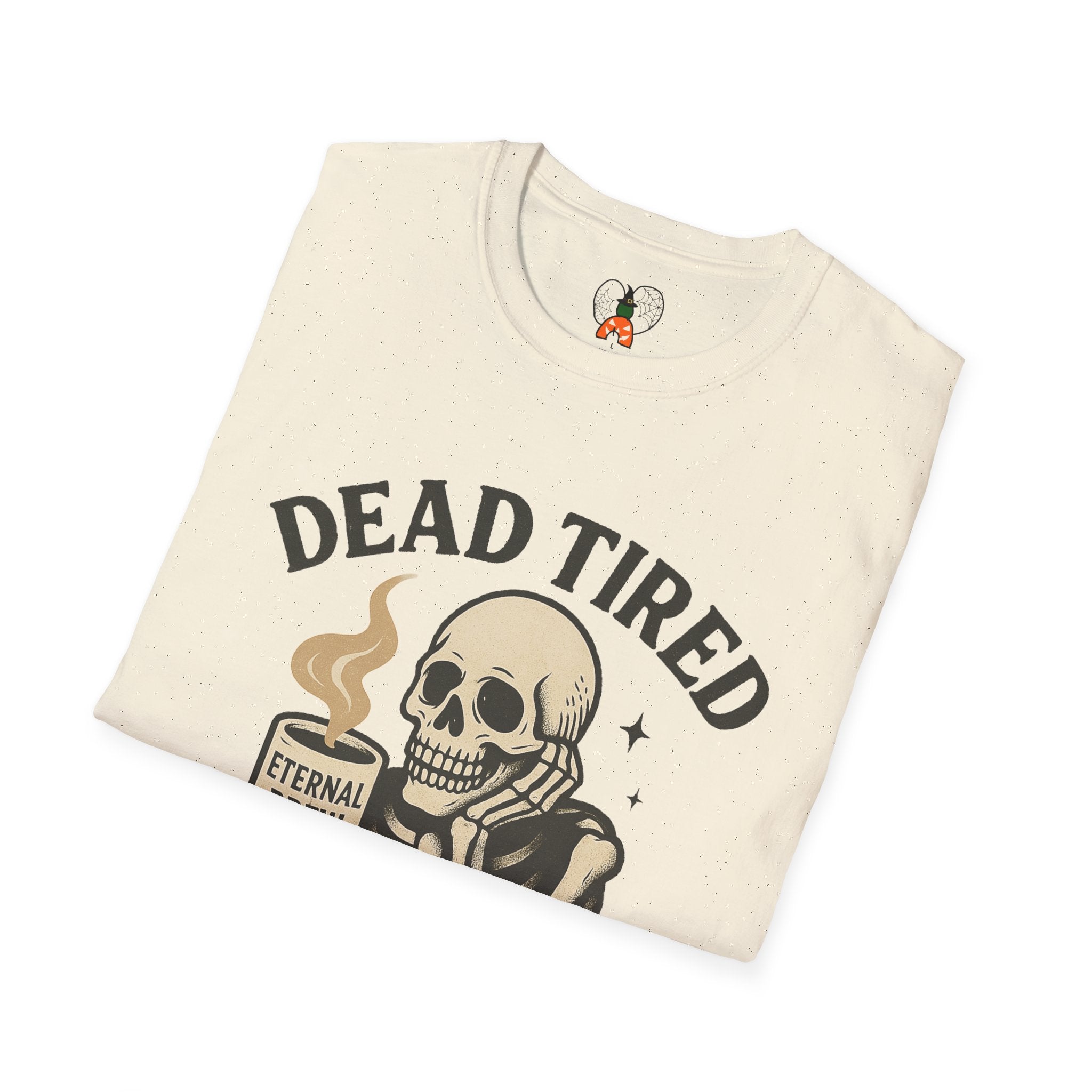 Dead Tired Skeleton Coffee T-Shirt, Unisex Graphic Tee, Cute Coffee Lover Gift, Halloween Apparel, Coffeelover Shirt