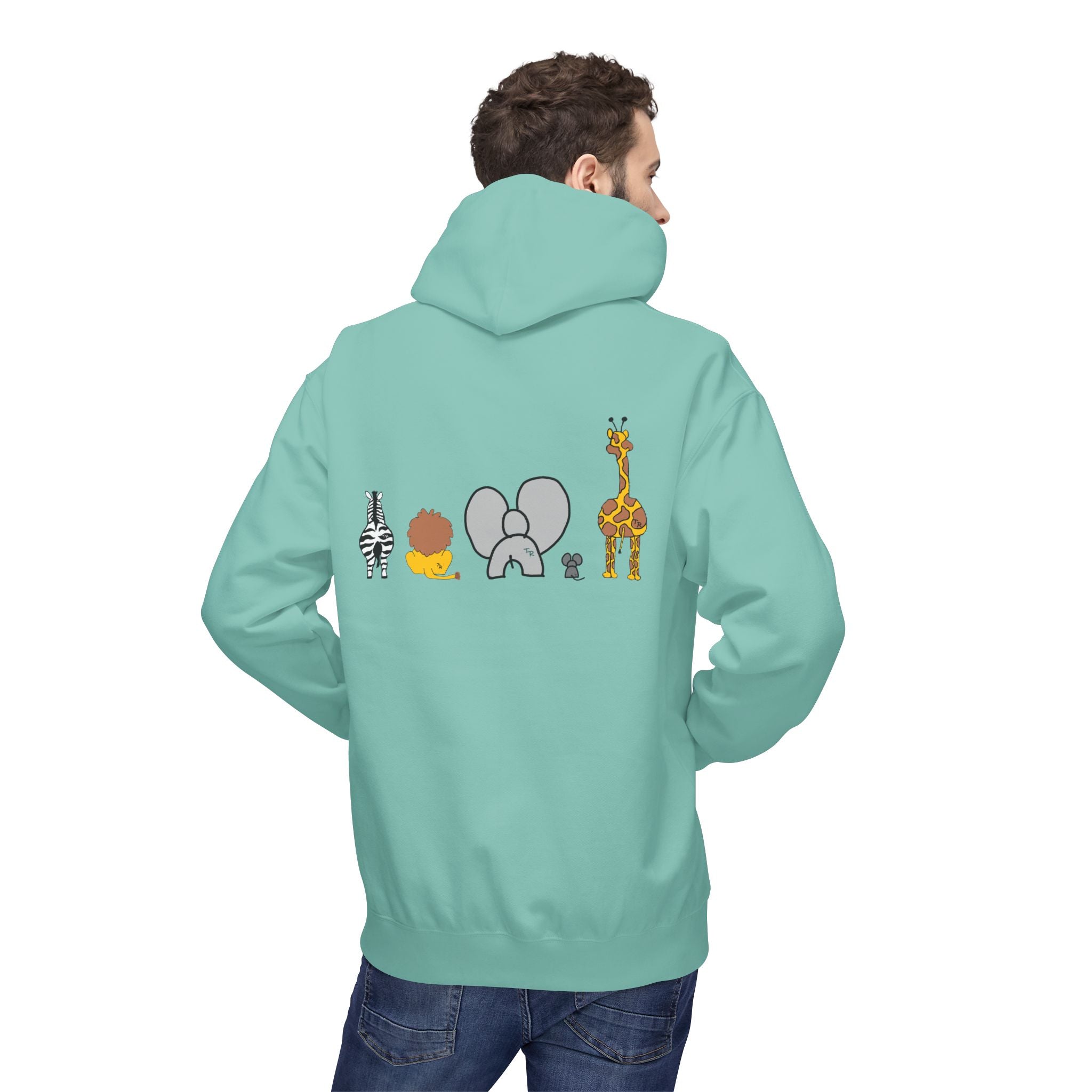 Safari Friends Hoodie — Cute Lion, Zebra, Elephant & Giraffe Graphic Pullover