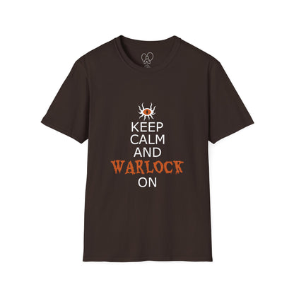 Keep Calm and Warlock On T-Shirt, Halloween Shirt, Gift for Witches, Unisex Tee, Spooky Style, Casual Everyday Wear