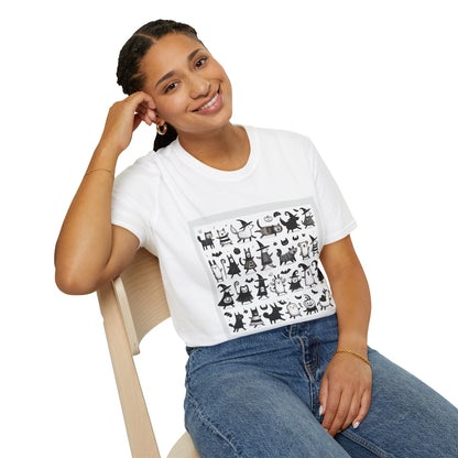 Cute Cartoon Characters Unisex T-Shirt, Graphic Tee, Fun Gift for Kids, Comfortable Apparel, Halloween, Birthday Shirt