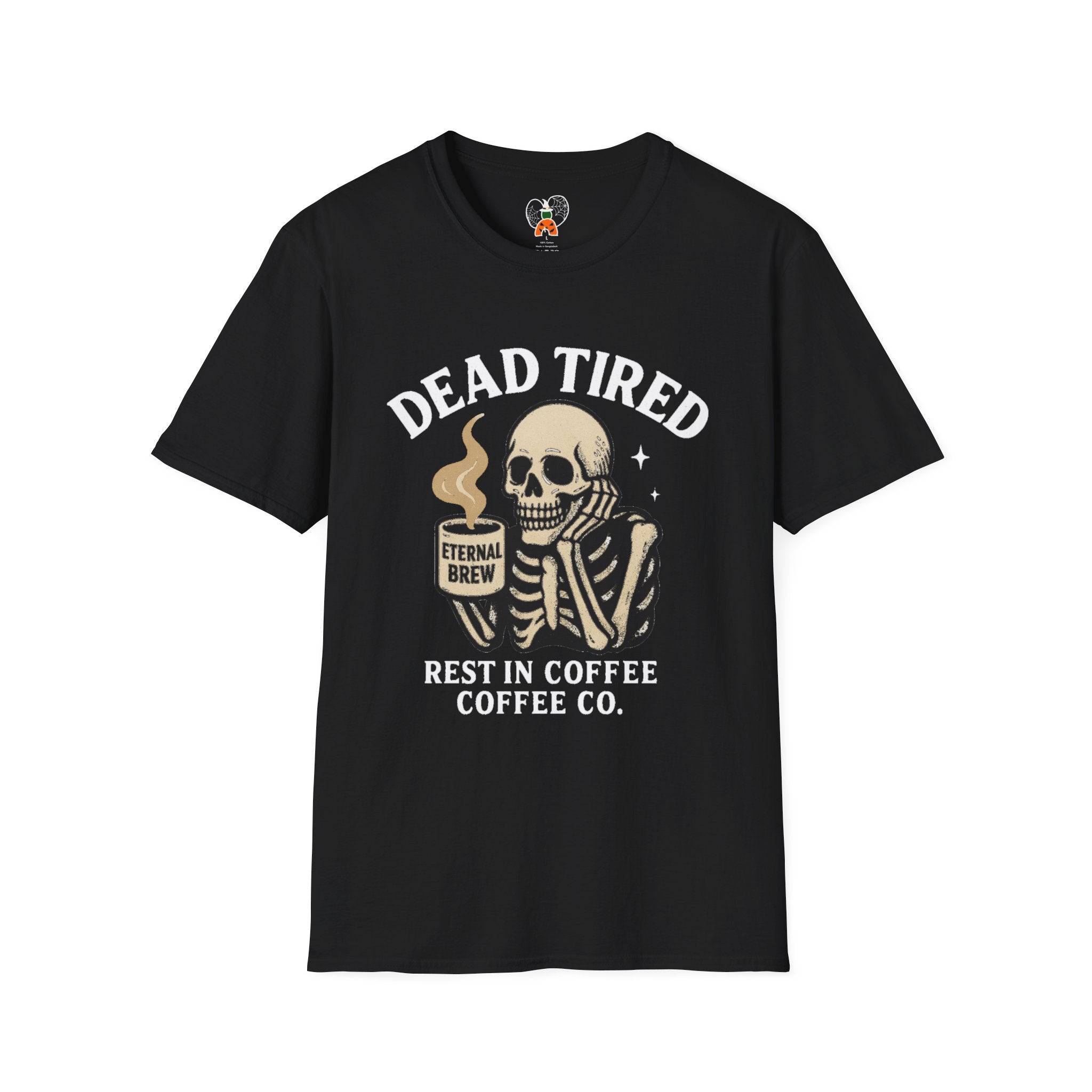 Dead Tired Skeleton Coffee T-Shirt, Unisex Graphic Tee, Cute Coffee Lover Gift, Halloween Apparel, Coffeelover Shirt