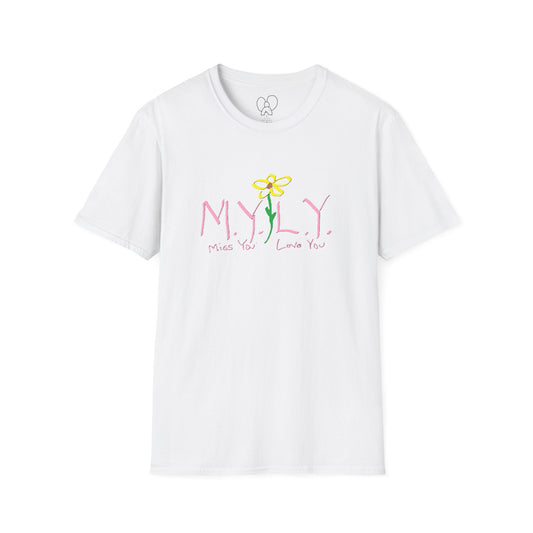 Unisex Softstyle T-Shirt with 'Miss You, Love You' Floral Design - Perfect for Gifts, Casual Wear, Friendship, Love
