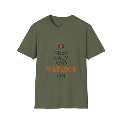 Keep Calm and Warlock On T-Shirt, Halloween Shirt, Gift for Witches, Unisex Tee, Spooky Style, Casual Everyday Wear