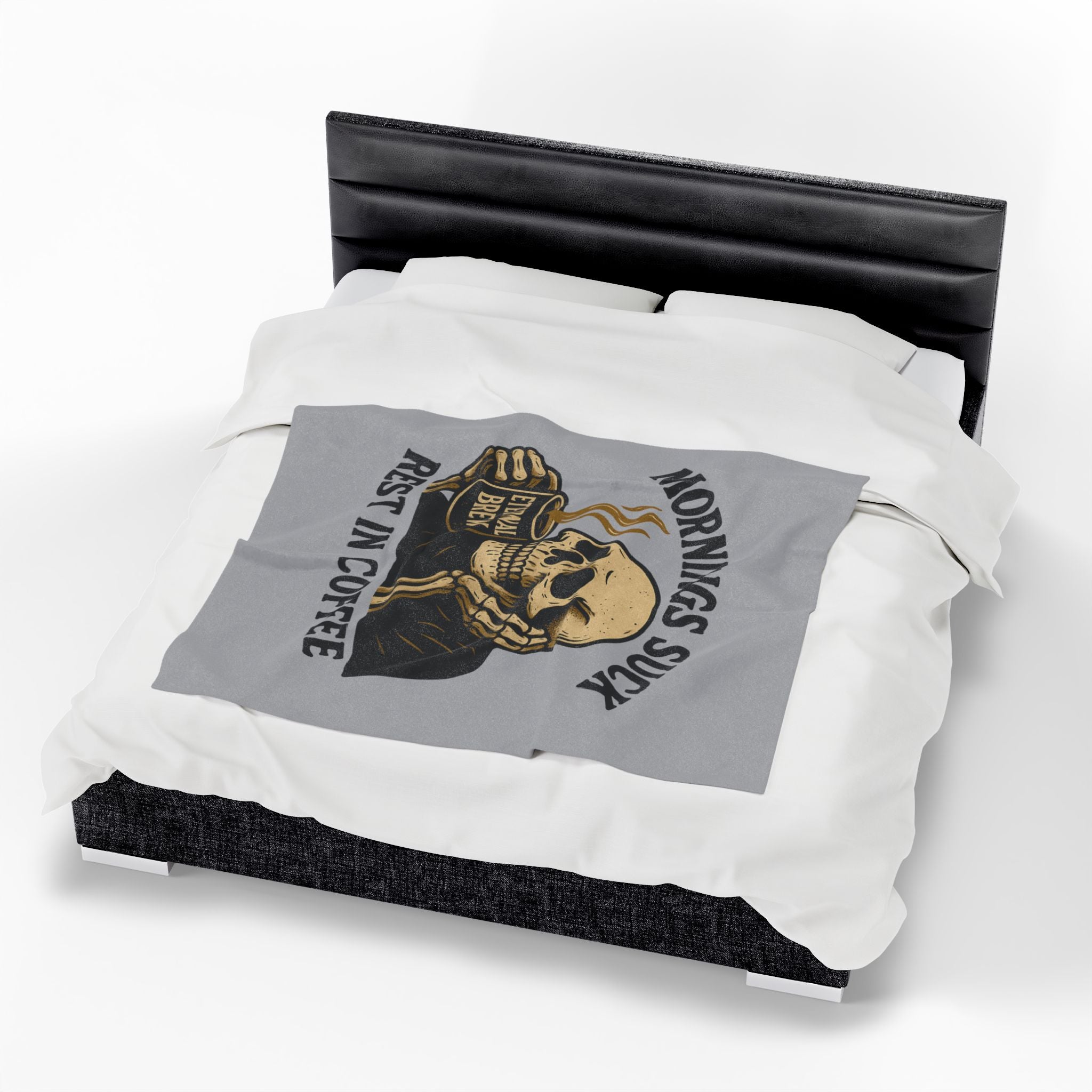 Velveteen Plush Blanket, Cozy Gift for Coffee Lovers, Home Decor, Funny Throw Blanket, Ideal for Mornings