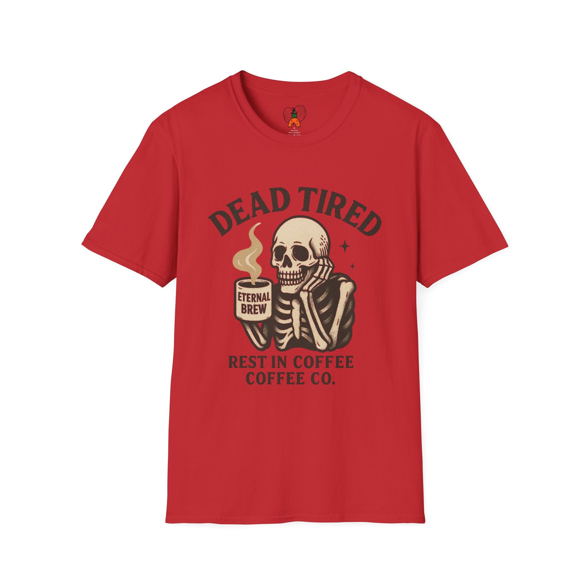 Dead Tired Skeleton Coffee T-Shirt, Unisex Graphic Tee, Cute Coffee Lover Gift, Halloween Apparel, Coffeelover Shirt