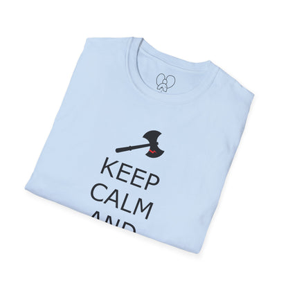 Keep Calm and Barbarian On Unisex Softstyle T-Shirt, Funny Graphic Tee, Gift for Comic Fans, Casual Wear, Great for Parties, Birthday Gift