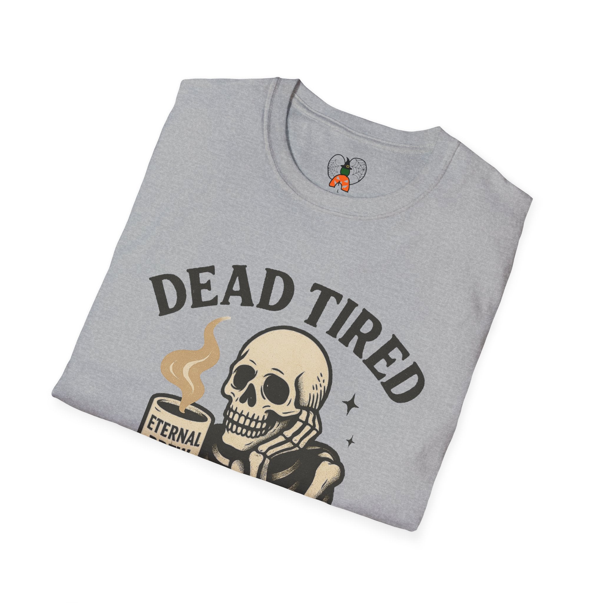 Dead Tired Skeleton Coffee T-Shirt, Unisex Graphic Tee, Cute Coffee Lover Gift, Halloween Apparel, Coffeelover Shirt