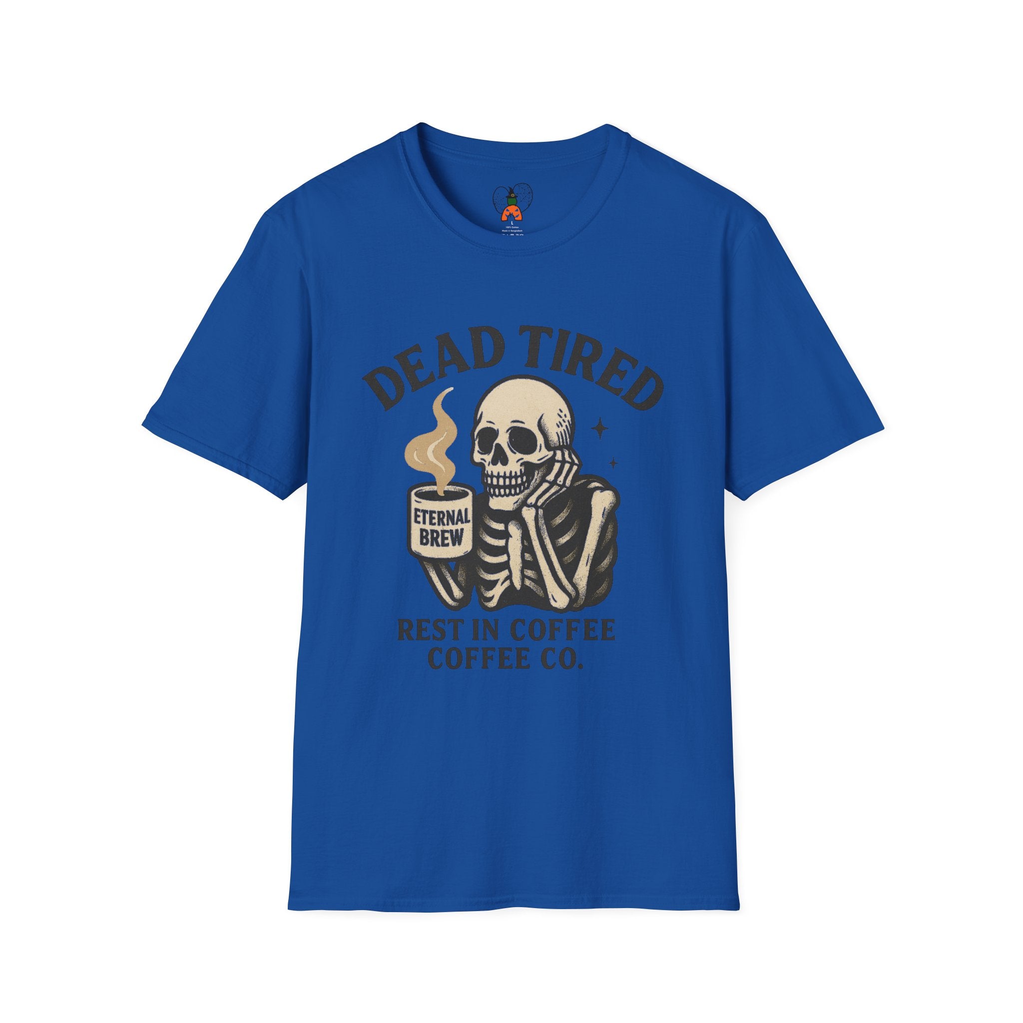 Dead Tired Skeleton Coffee T-Shirt, Unisex Graphic Tee, Cute Coffee Lover Gift, Halloween Apparel, Coffeelover Shirt