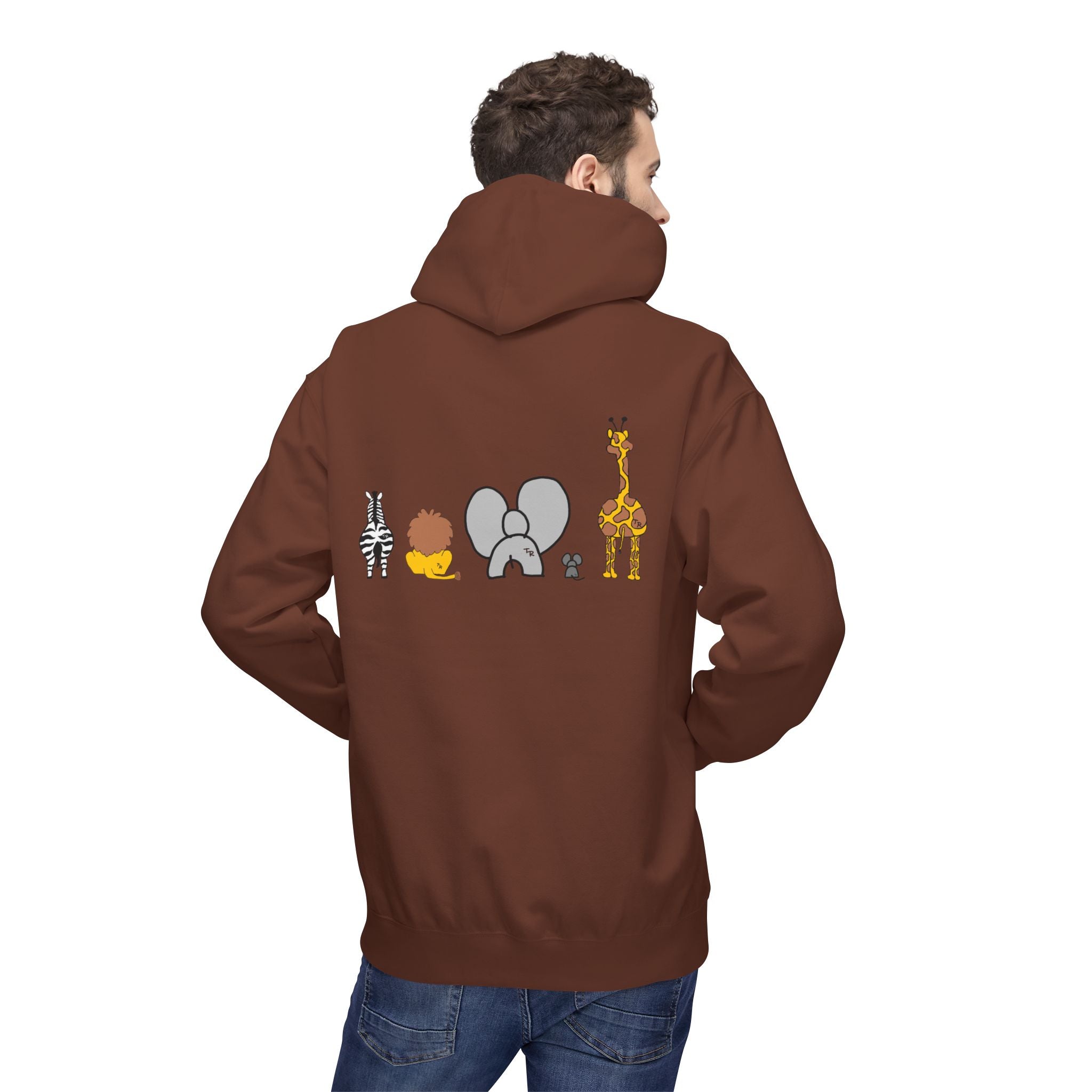 Safari Friends Hoodie — Cute Lion, Zebra, Elephant & Giraffe Graphic Pullover