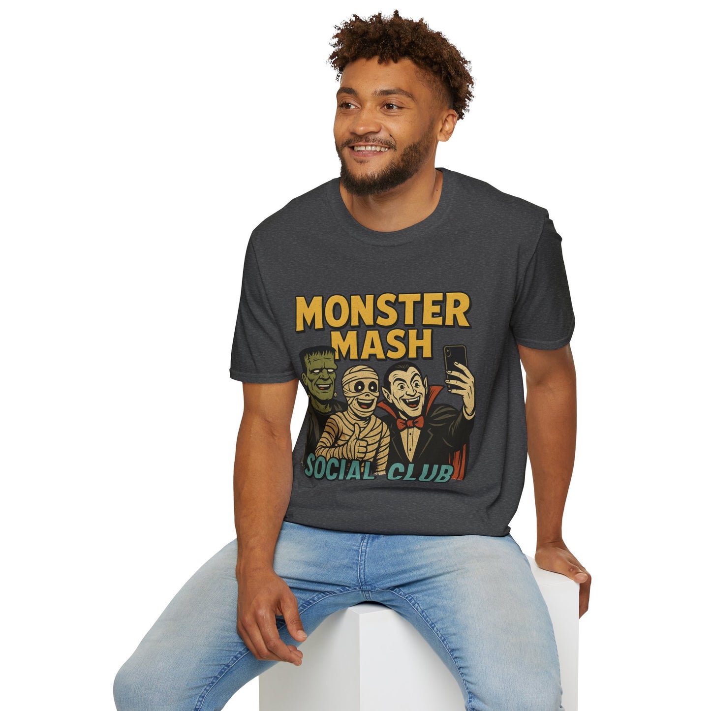 Halloween Monster Mash Social Club T-Shirt, Unisex Softstyle Tee, Spooky Party Shirt, Halloween Costume Tee, Fun Graphic Tee