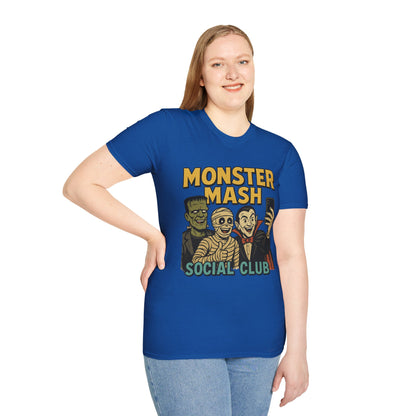 Halloween Monster Mash Social Club T-Shirt, Unisex Softstyle Tee, Spooky Party Shirt, Halloween Costume Tee, Fun Graphic Tee