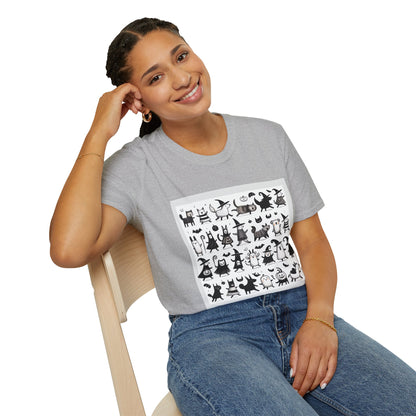 Cute Cartoon Characters Unisex T-Shirt, Graphic Tee, Fun Gift for Kids, Comfortable Apparel, Halloween, Birthday Shirt