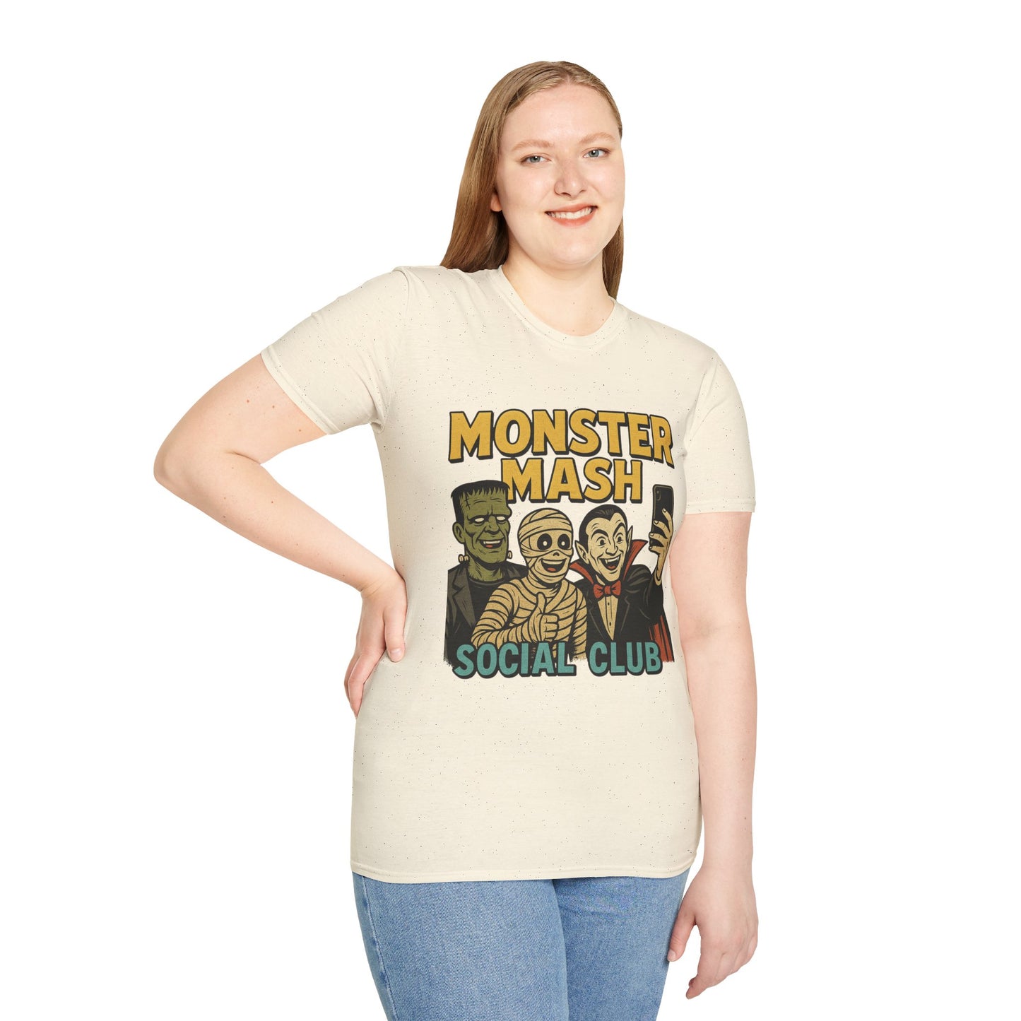 Halloween Monster Mash Social Club T-Shirt, Unisex Softstyle Tee, Spooky Party Shirt, Halloween Costume Tee, Fun Graphic Tee