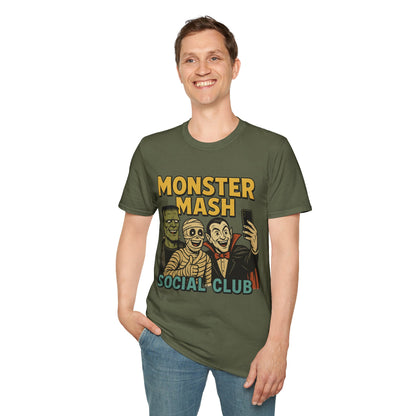 Halloween Monster Mash Social Club T-Shirt, Unisex Softstyle Tee, Spooky Party Shirt, Halloween Costume Tee, Fun Graphic Tee