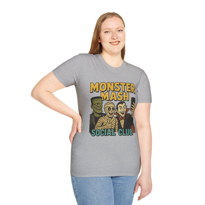 Halloween Monster Mash Social Club T-Shirt, Unisex Softstyle Tee, Spooky Party Shirt, Halloween Costume Tee, Fun Graphic Tee
