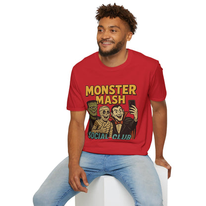 Halloween Monster Mash Social Club T-Shirt, Unisex Softstyle Tee, Spooky Party Shirt, Halloween Costume Tee, Fun Graphic Tee