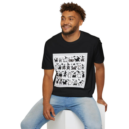 Cute Cartoon Characters Unisex T-Shirt, Graphic Tee, Fun Gift for Kids, Comfortable Apparel, Halloween, Birthday Shirt