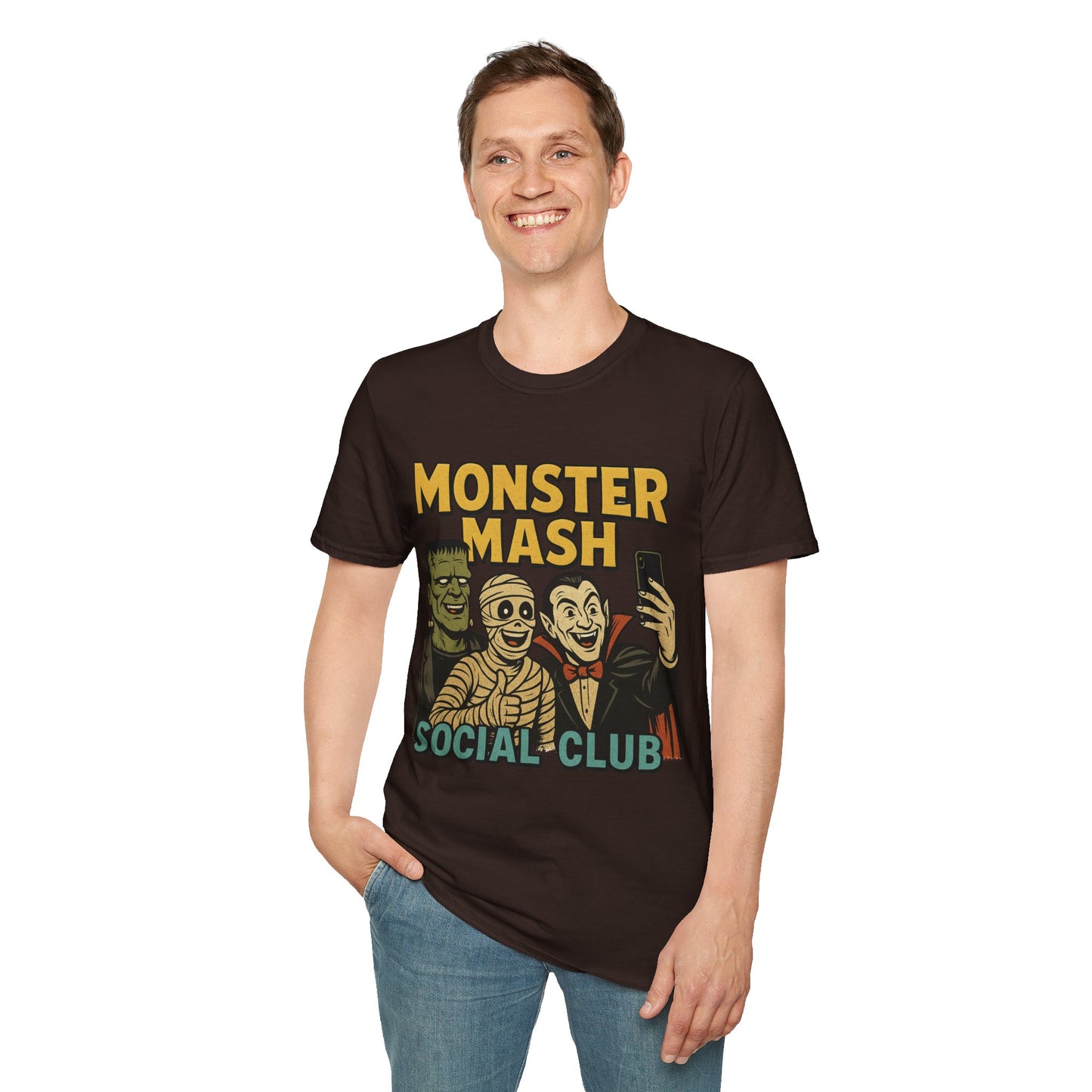 Halloween Monster Mash Social Club T-Shirt, Unisex Softstyle Tee, Spooky Party Shirt, Halloween Costume Tee, Fun Graphic Tee