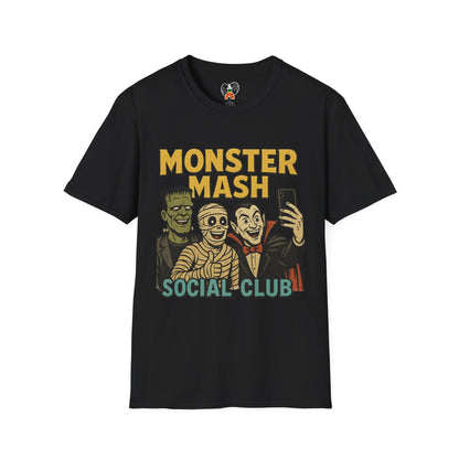 Halloween Monster Mash Social Club T-Shirt, Unisex Softstyle Tee, Spooky Party Shirt, Halloween Costume Tee, Fun Graphic Tee