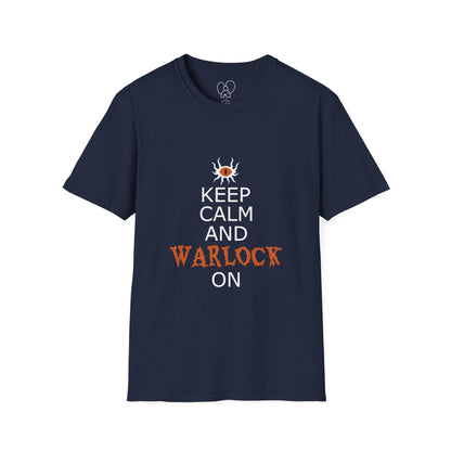 Keep Calm and Warlock On T-Shirt, Halloween Shirt, Gift for Witches, Unisex Tee, Spooky Style, Casual Everyday Wear