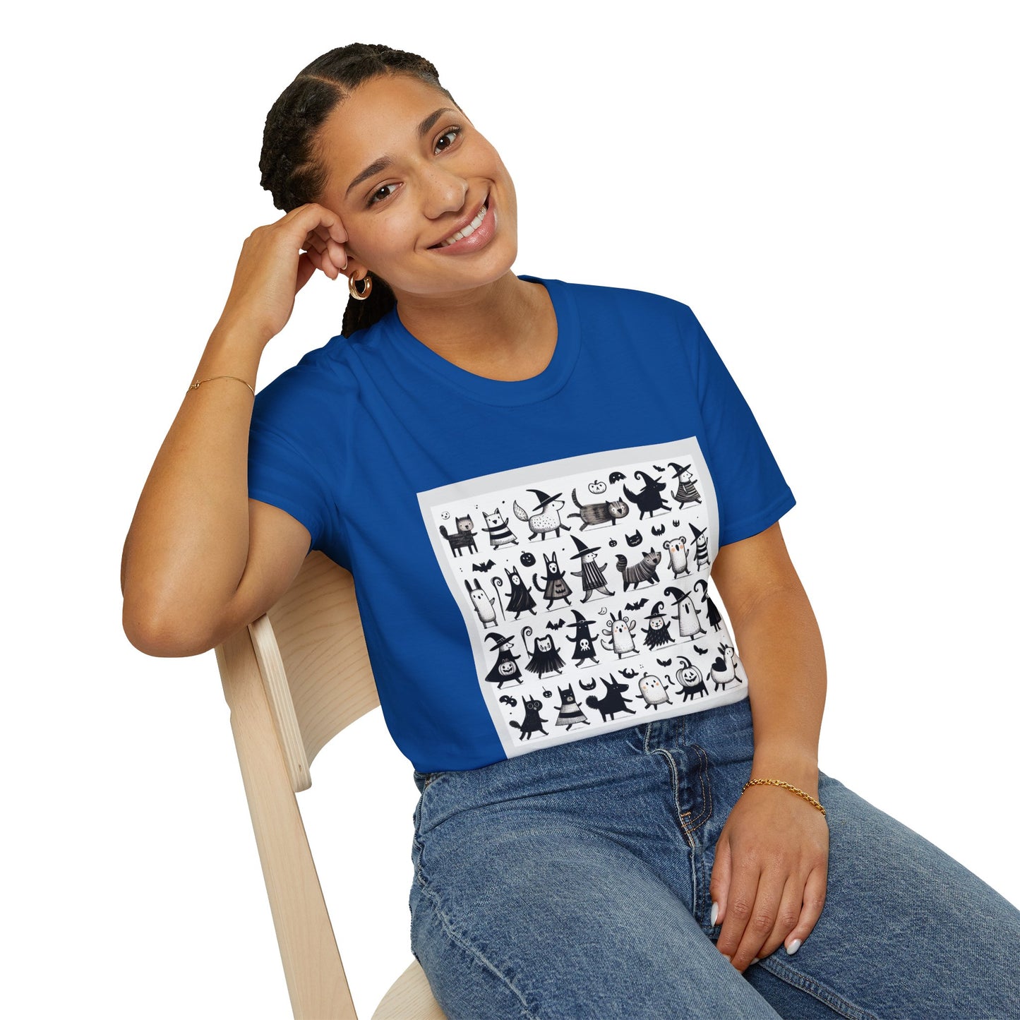 Cute Cartoon Characters Unisex T-Shirt, Graphic Tee, Fun Gift for Kids, Comfortable Apparel, Halloween, Birthday Shirt