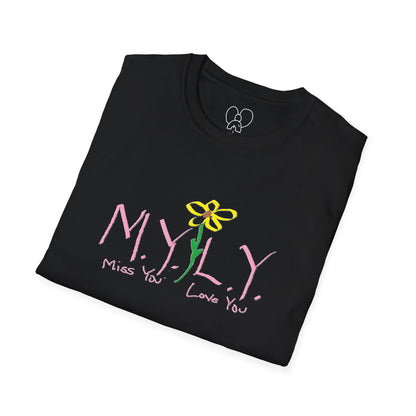 Unisex Softstyle T-Shirt with 'Miss You, Love You' Floral Design - Perfect for Gifts, Casual Wear, Friendship, Love