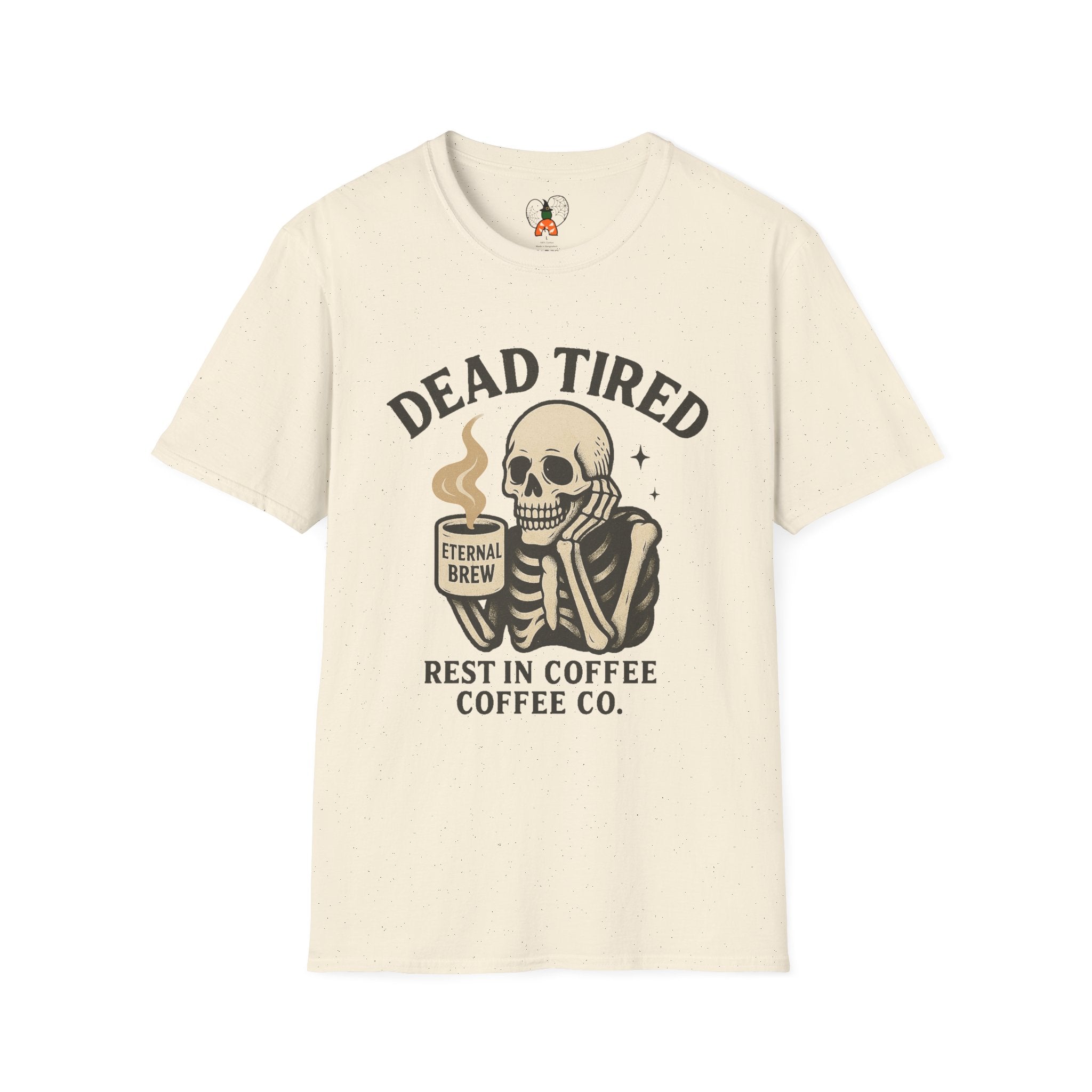 Dead Tired Skeleton Coffee T-Shirt, Unisex Graphic Tee, Cute Coffee Lover Gift, Halloween Apparel, Coffeelover Shirt
