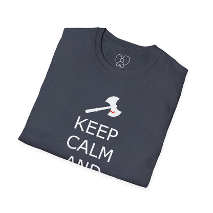 Keep Calm and Barbarian On Unisex Softstyle T-Shirt, Funny Graphic Tee, Gift for Comic Fans, Casual Wear, Great for Parties, Birthday Gift