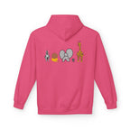 Safari Friends Hoodie — Cute Lion, Zebra, Elephant & Giraffe Graphic Pullover
