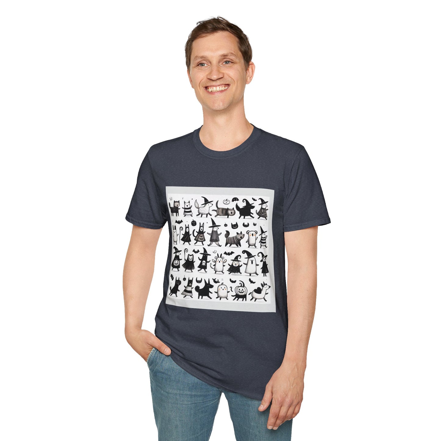 Cute Cartoon Characters Unisex T-Shirt, Graphic Tee, Fun Gift for Kids, Comfortable Apparel, Halloween, Birthday Shirt