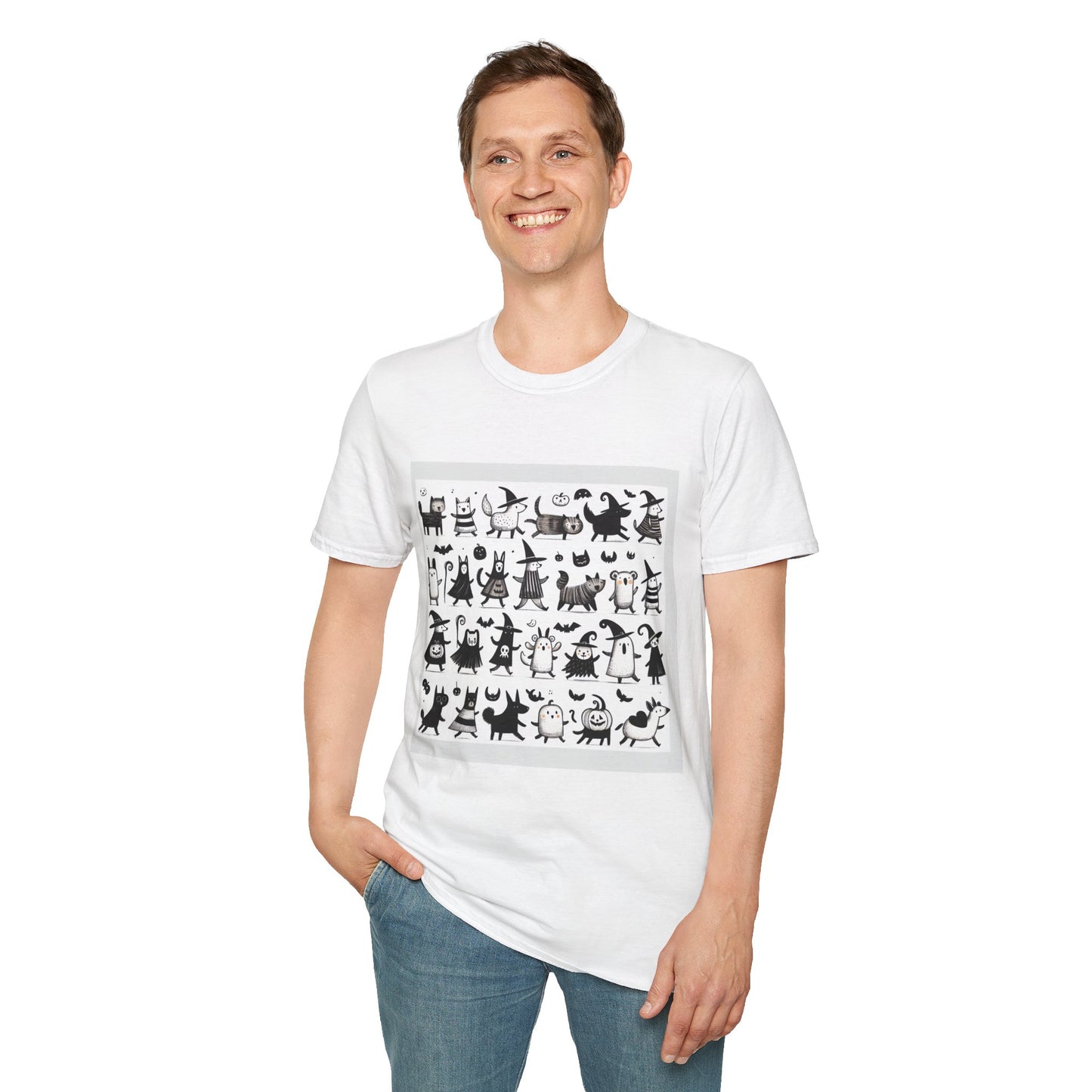 Cute Cartoon Characters Unisex T-Shirt, Graphic Tee, Fun Gift for Kids, Comfortable Apparel, Halloween, Birthday Shirt