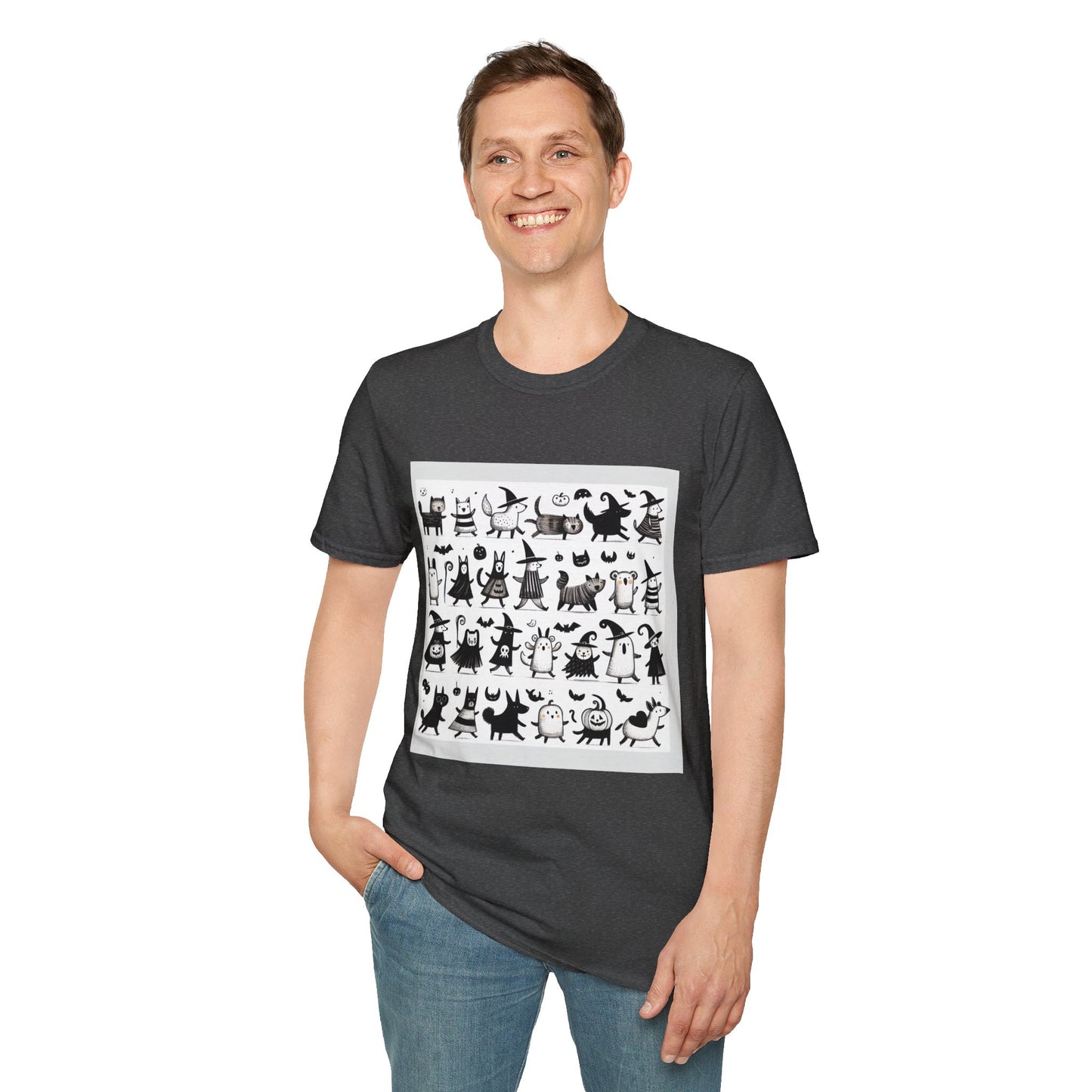 Cute Cartoon Characters Unisex T-Shirt, Graphic Tee, Fun Gift for Kids, Comfortable Apparel, Halloween, Birthday Shirt