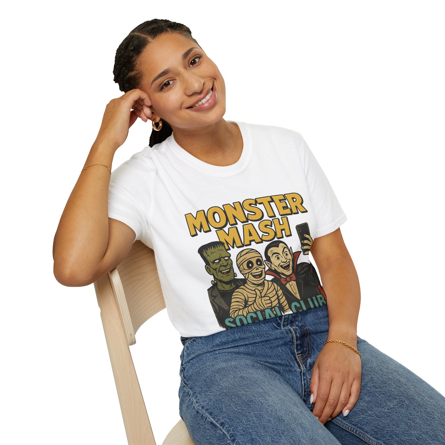 Halloween Monster Mash Social Club T-Shirt, Unisex Softstyle Tee, Spooky Party Shirt, Halloween Costume Tee, Fun Graphic Tee
