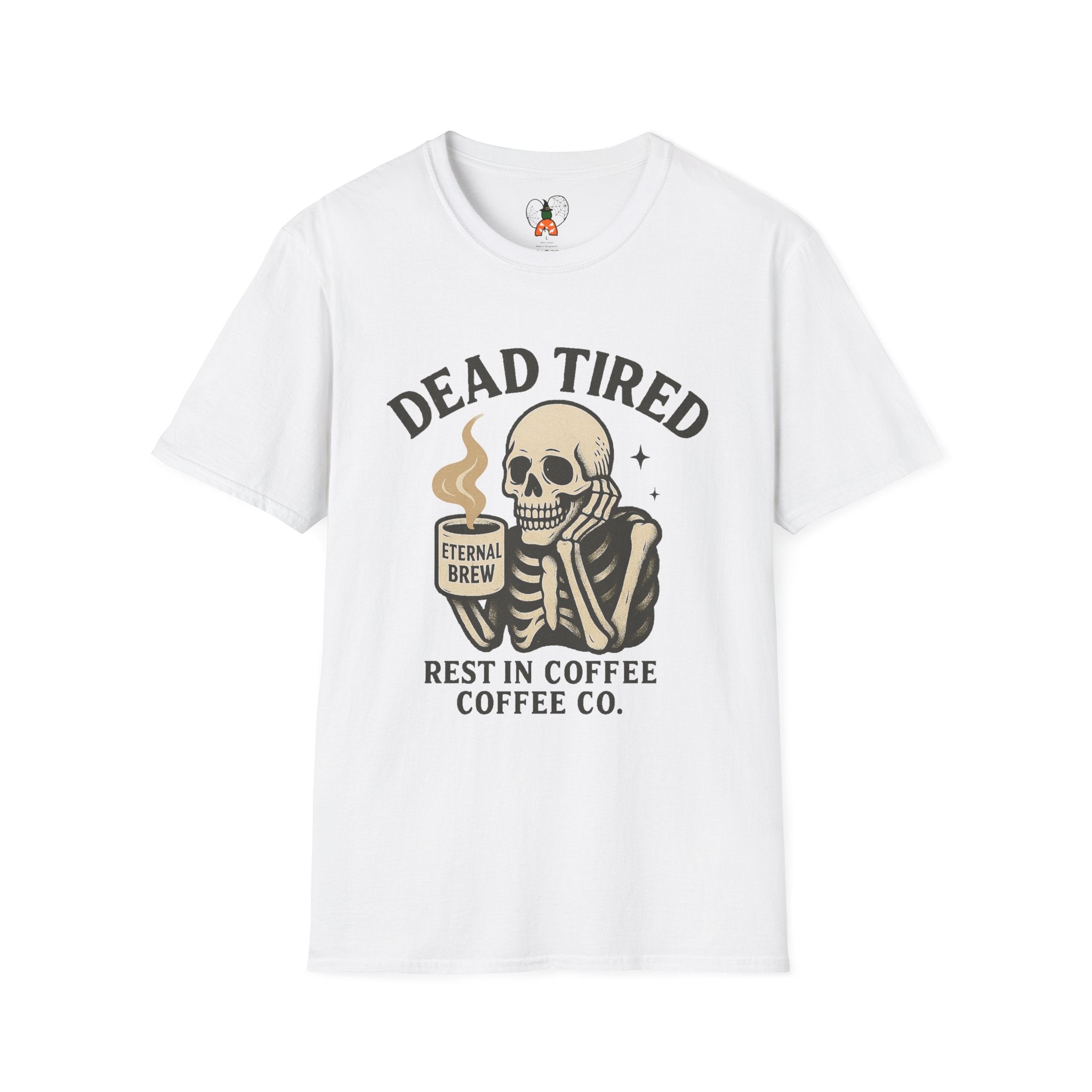 Dead Tired Skeleton Coffee T-Shirt, Unisex Graphic Tee, Cute Coffee Lover Gift, Halloween Apparel, Coffeelover Shirt