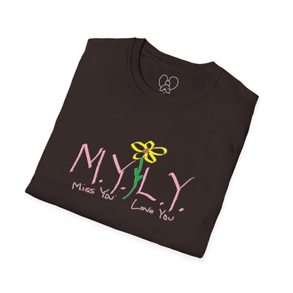 Unisex Softstyle T-Shirt with 'Miss You, Love You' Floral Design - Perfect for Gifts, Casual Wear, Friendship, Love