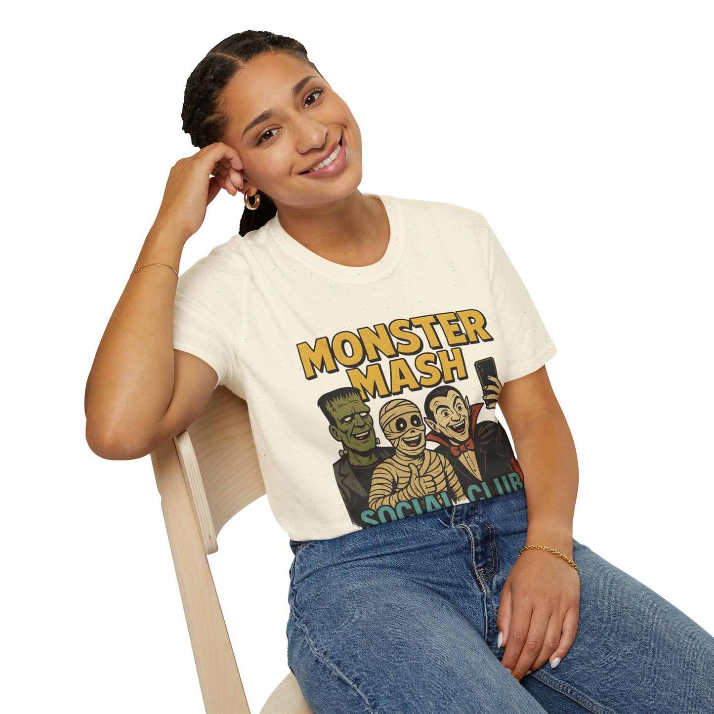Halloween Monster Mash Social Club T-Shirt, Unisex Softstyle Tee, Spooky Party Shirt, Halloween Costume Tee, Fun Graphic Tee