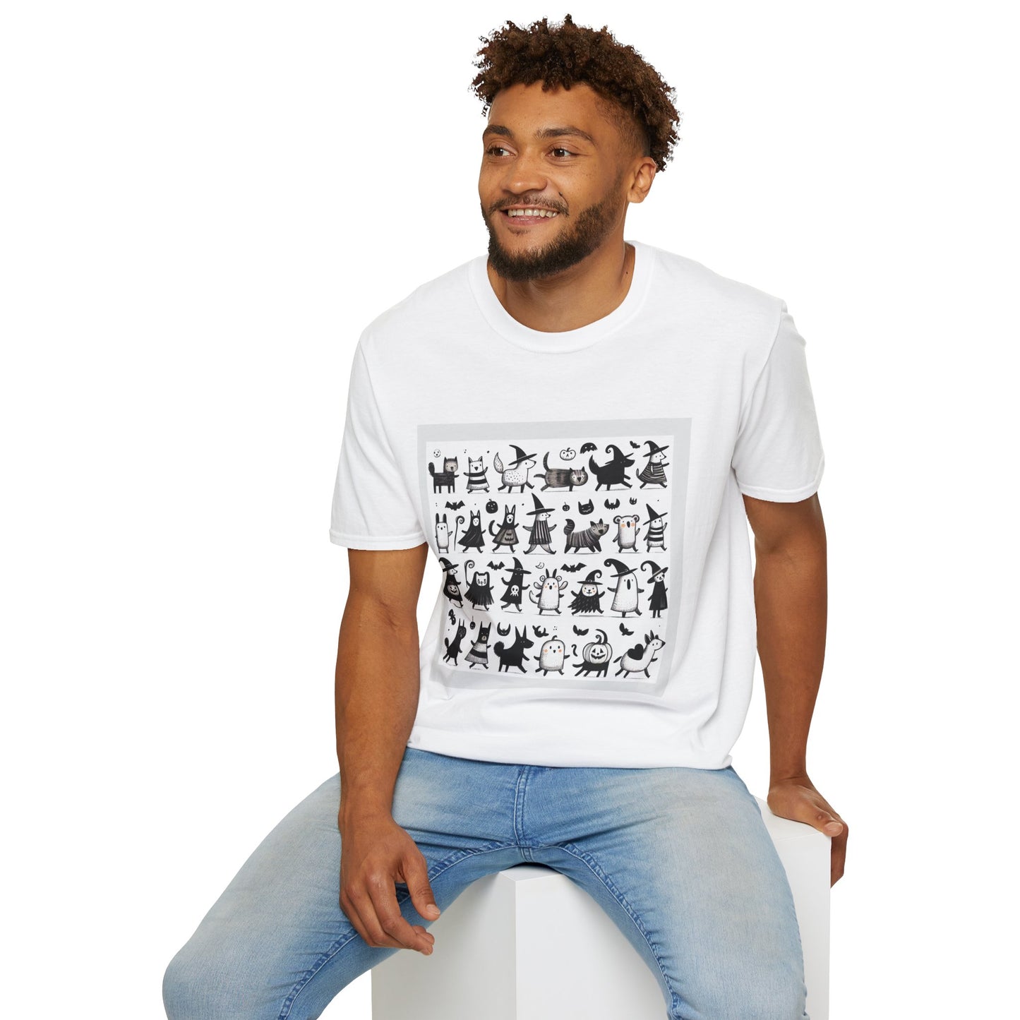 Cute Cartoon Characters Unisex T-Shirt, Graphic Tee, Fun Gift for Kids, Comfortable Apparel, Halloween, Birthday Shirt