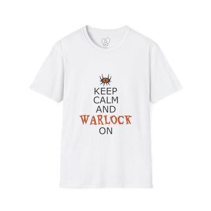 Keep Calm and Warlock On T-Shirt, Halloween Shirt, Gift for Witches, Unisex Tee, Spooky Style, Casual Everyday Wear