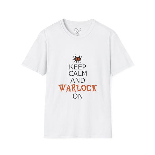Keep Calm and Warlock On T-Shirt, Halloween Shirt, Gift for Witches, Unisex Tee, Spooky Style, Casual Everyday Wear